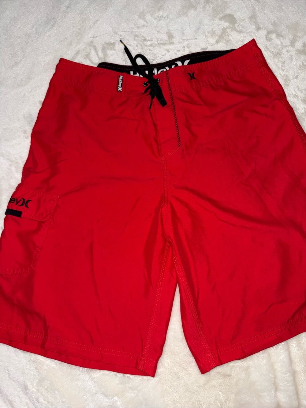 Hurley Men’s Red Swim Trunks with Black Drawstring